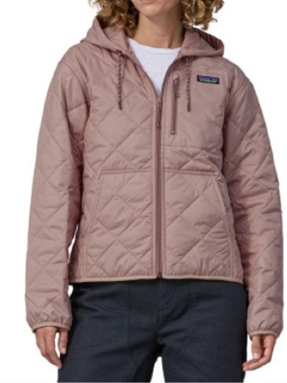 Patagonia Diamond Quilted Bomber Hoody Jacket in Pumice Large